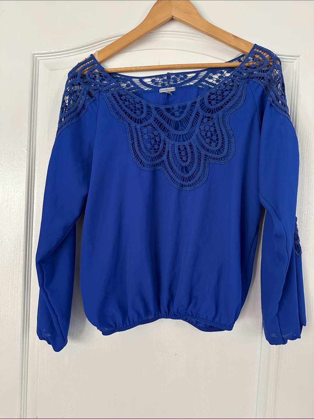 Charlotte Russe Royal Blue Lace Yoke Blouse